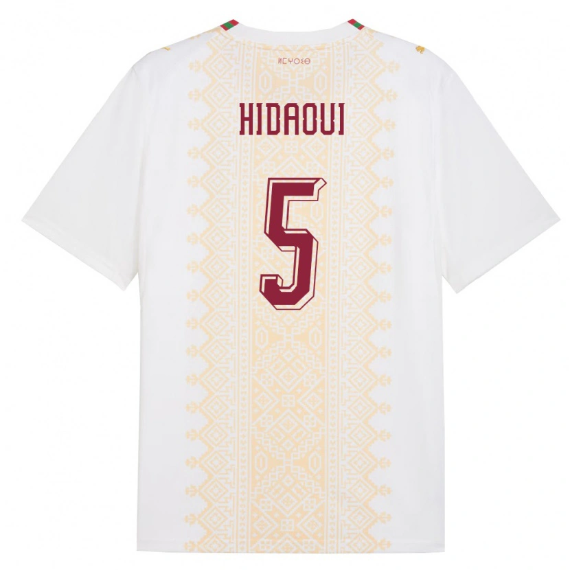 Danxen Dětské Maroko Ilyas Hidaoui #5 Bílá Zlatá Červená Daleko Hráčské Dresy 26-28 Dres