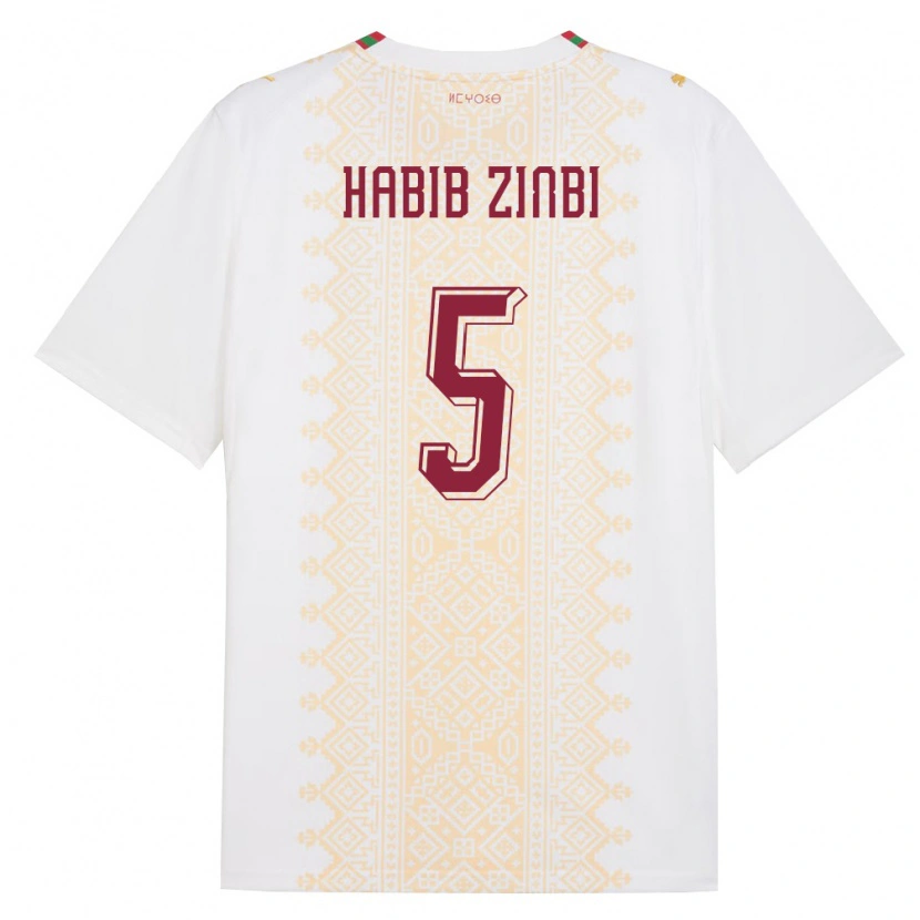 Danxen Dětské Maroko Mohamed Habib Zinbi #5 Bílá Zlatá Červená Daleko Hráčské Dresy 26-28 Dres