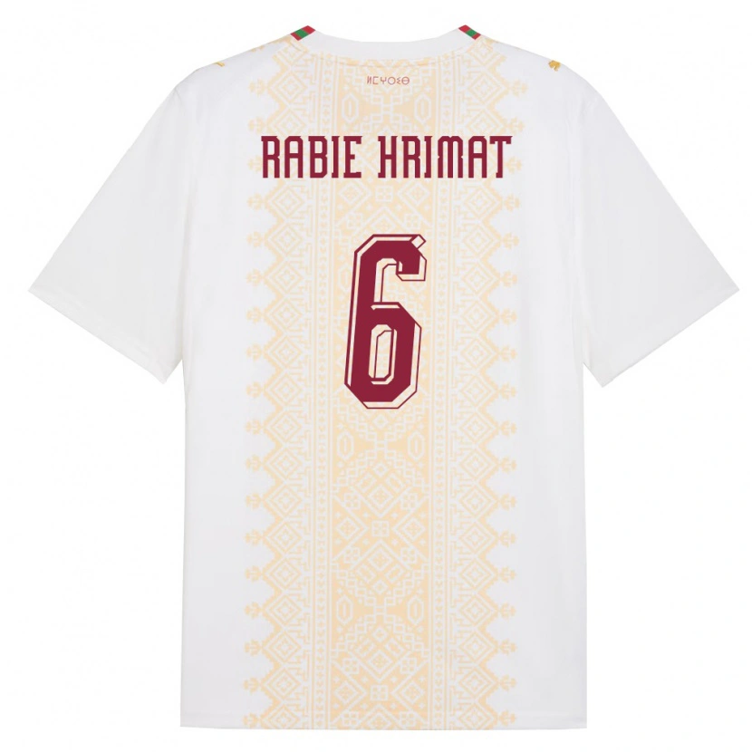 Danxen Dětské Maroko Mohamed Rabie Hrimat #6 Bílá Zlatá Červená Daleko Hráčské Dresy 26-28 Dres