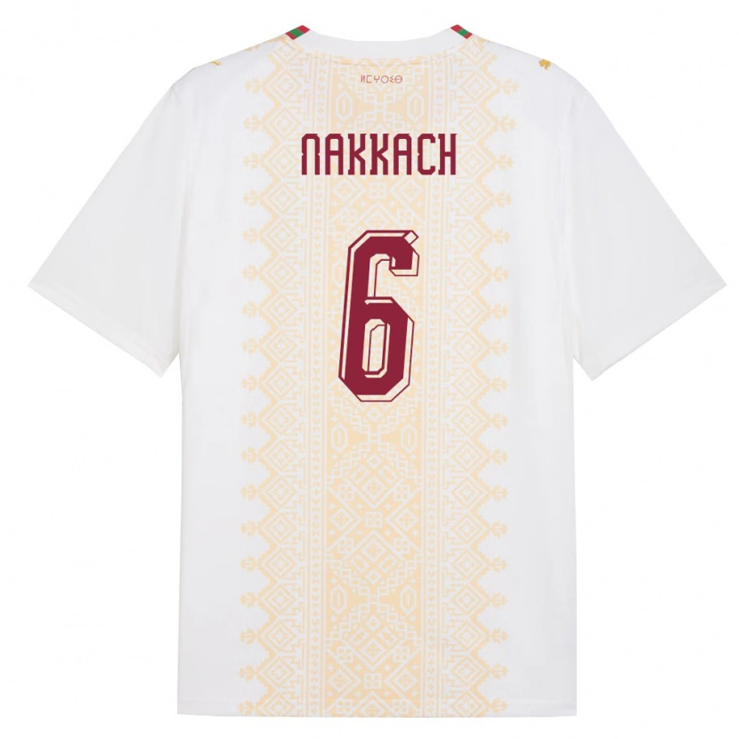 Danxen Dětské Maroko Elodie Nakkach #6 Bílá Zlatá Červená Daleko Hráčské Dresy 26-28 Dres