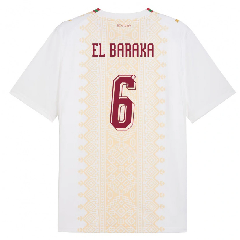 Danxen Dětské Maroko Jibril El Baraka #6 Bílá Zlatá Červená Daleko Hráčské Dresy 26-28 Dres