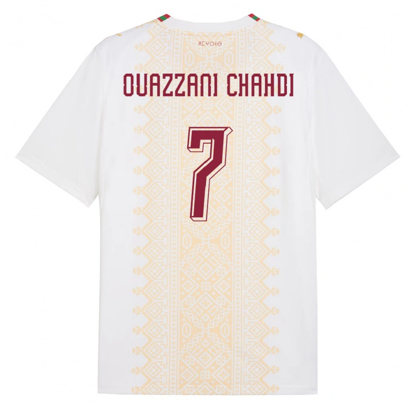Danxen Dětské Maroko Fady Ouazzani Chahdi #7 Bílá Zlatá Červená Daleko Hráčské Dresy 26-28 Dres
