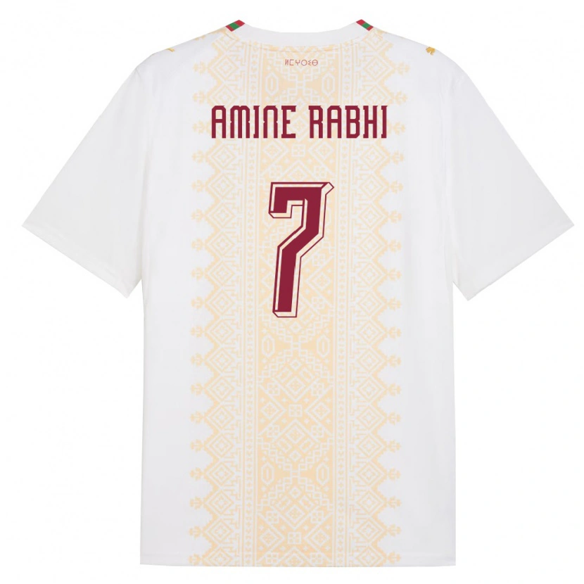 Danxen Dětské Maroko Mohamed Amine Rabhi #7 Bílá Zlatá Červená Daleko Hráčské Dresy 26-28 Dres
