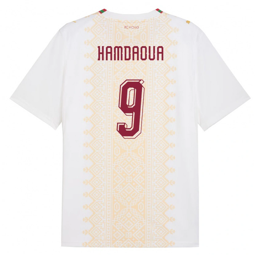 Danxen Dětské Maroko Noham Hamdaoua #9 Bílá Zlatá Červená Daleko Hráčské Dresy 26-28 Dres