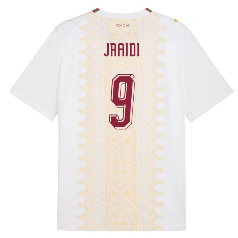 Danxen Dětské Maroko Ibtissam Jraidi #9 Bílá Zlatá Červená Daleko Hráčské Dresy 26-28 Dres
