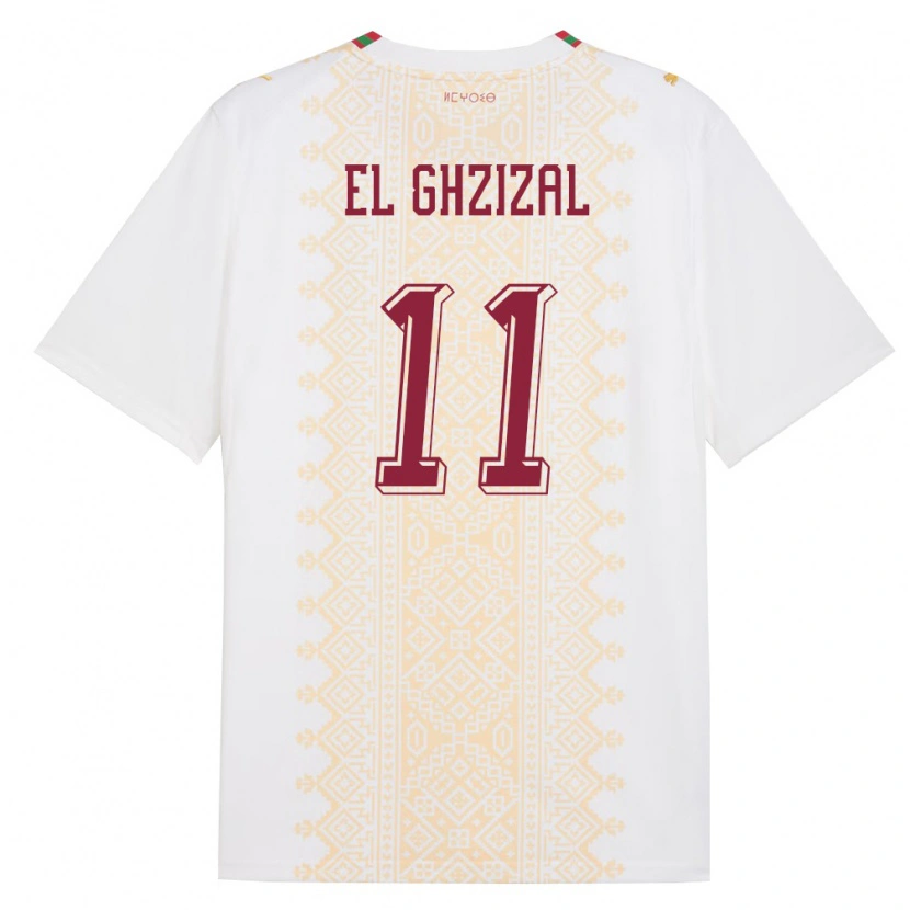 Danxen Dětské Maroko Anis El Ghzizal #11 Bílá Zlatá Červená Daleko Hráčské Dresy 26-28 Dres