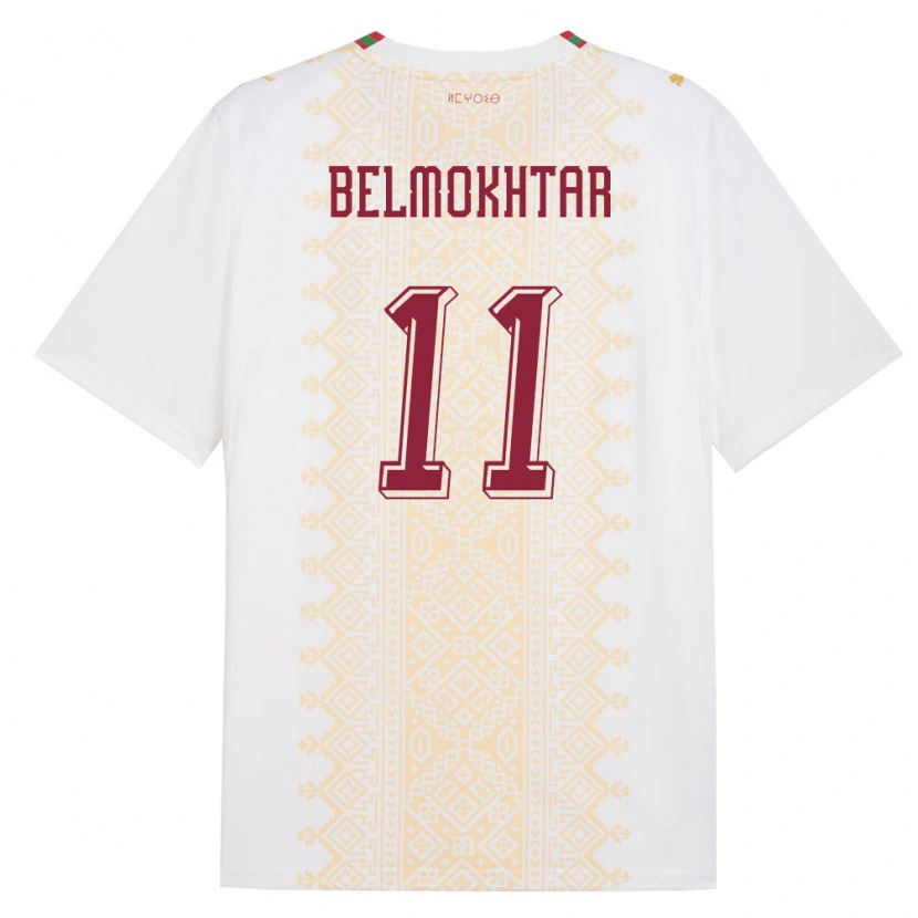 Danxen Dětské Maroko Ilies Belmokhtar #11 Bílá Zlatá Červená Daleko Hráčské Dresy 26-28 Dres