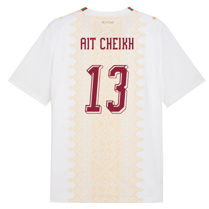 Danxen Dětské Maroko Driss Ait Cheikh #13 Bílá Zlatá Červená Daleko Hráčské Dresy 26-28 Dres