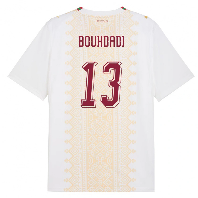Danxen Dětské Maroko Adam Bouhdadi #13 Bílá Zlatá Červená Daleko Hráčské Dresy 26-28 Dres