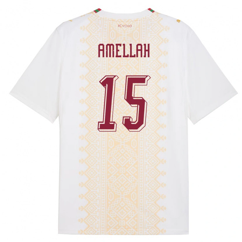 Danxen Dětské Maroko Selim Amellah #15 Bílá Zlatá Červená Daleko Hráčské Dresy 26-28 Dres
