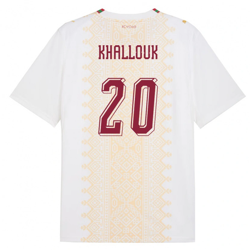 Danxen Dětské Maroko Bachir Khallouk #20 Bílá Zlatá Červená Daleko Hráčské Dresy 26-28 Dres