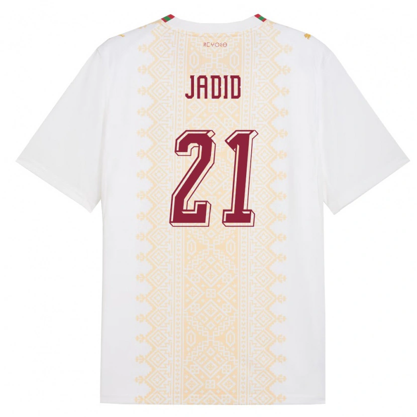 Danxen Dětské Maroko Akram Jadid #21 Bílá Zlatá Červená Daleko Hráčské Dresy 26-28 Dres
