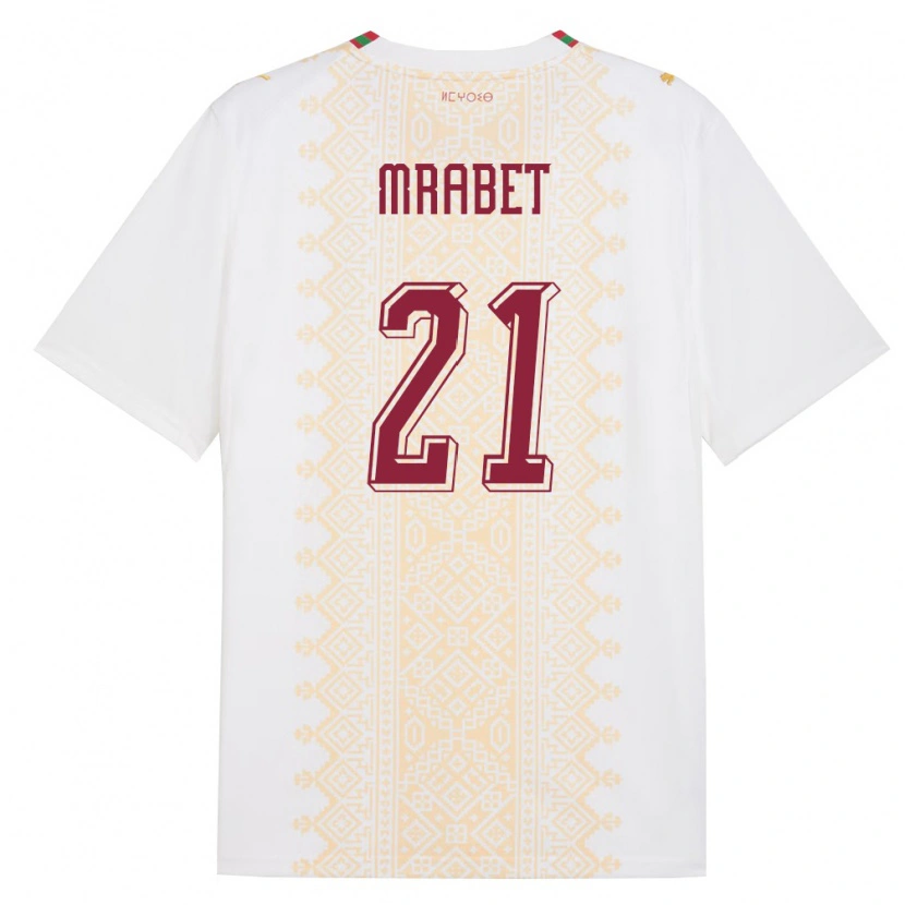 Danxen Dětské Maroko Yasmin Mrabet #21 Bílá Zlatá Červená Daleko Hráčské Dresy 26-28 Dres