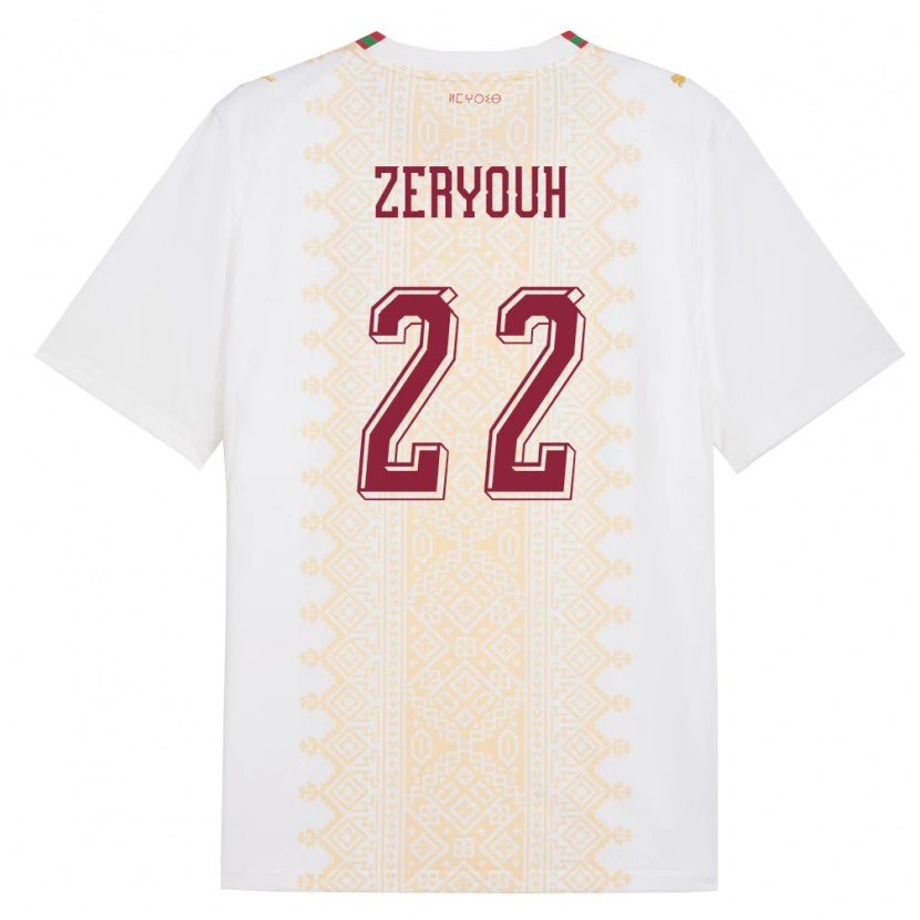 Danxen Dětské Maroko Naoufal Zeryouh #22 Bílá Zlatá Červená Daleko Hráčské Dresy 26-28 Dres