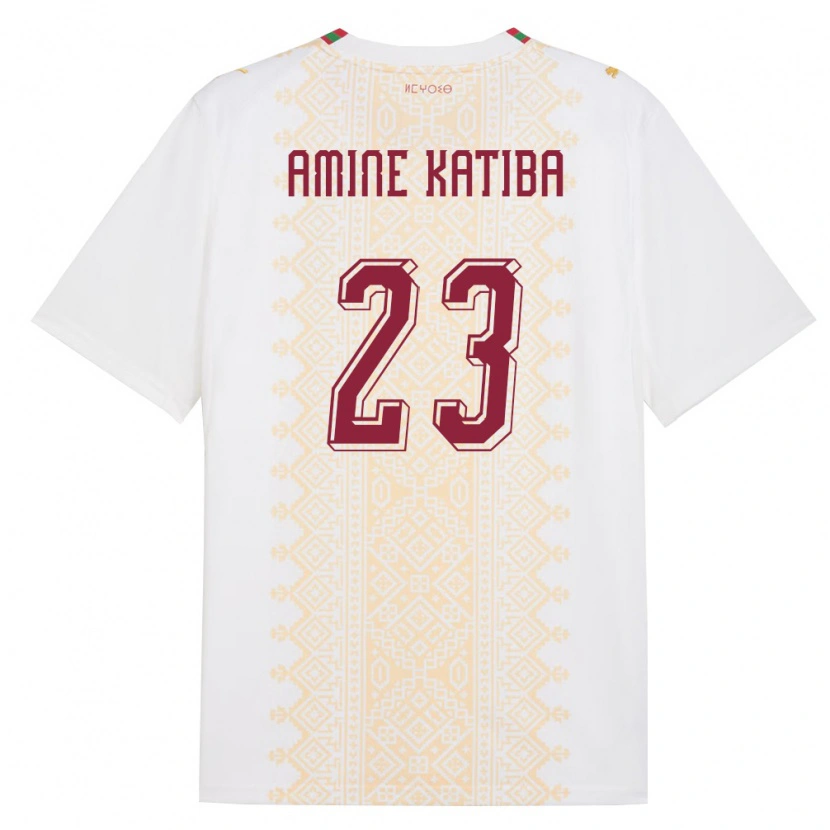 Danxen Dětské Maroko Mohamed Amine Katiba #23 Bílá Zlatá Červená Daleko Hráčské Dresy 26-28 Dres