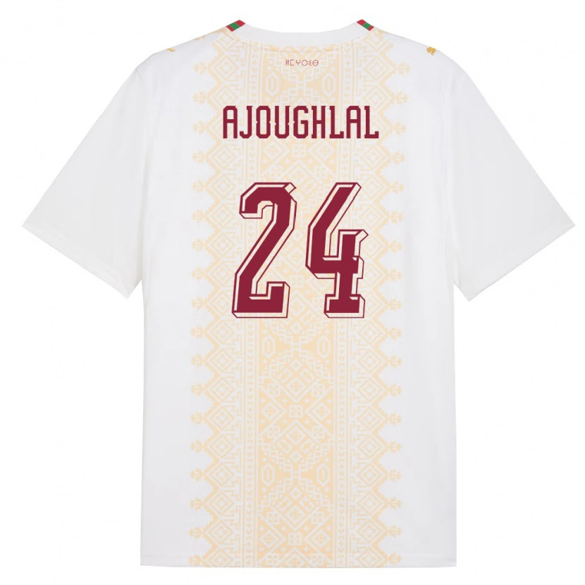 Danxen Dětské Maroko Zakaria Ajoughlal #24 Bílá Zlatá Červená Daleko Hráčské Dresy 26-28 Dres
