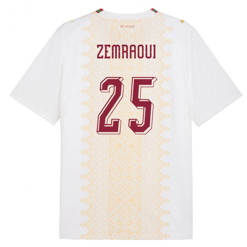 Danxen Dětské Maroko Oussama Zemraoui #25 Bílá Zlatá Červená Daleko Hráčské Dresy 26-28 Dres