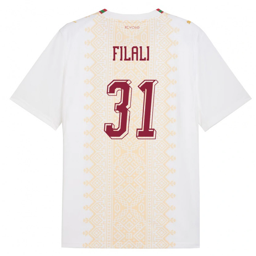 Danxen Dětské Maroko Abderrahmane Filali #31 Bílá Zlatá Červená Daleko Hráčské Dresy 26-28 Dres
