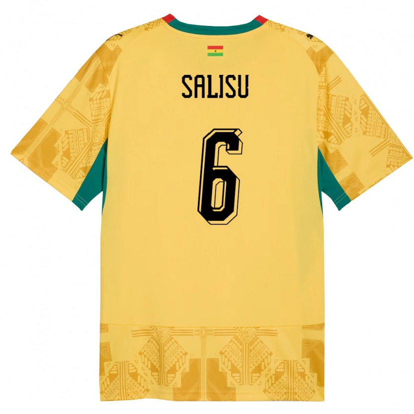Danxen Dětské Ghana Mohammed Salisu #6 Žlutá Červená Černá Daleko Hráčské Dresy 26-28 Dres