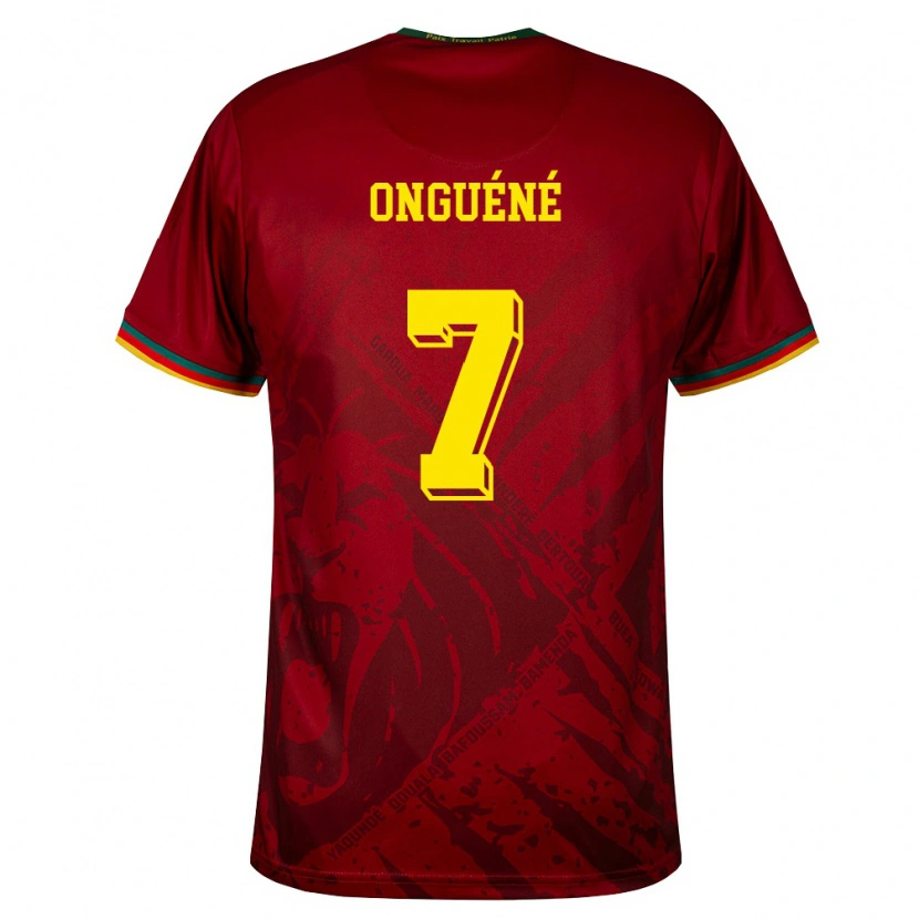 Danxen Dětské Kamerun Gabrielle Onguene #7 Tmavě Červená Zelená Žlutá Daleko Hráčské Dresy 26-28 Dres