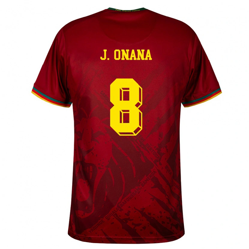 Danxen Dětské Kamerun Jean Onana #8 Tmavě Červená Zelená Žlutá Daleko Hráčské Dresy 26-28 Dres