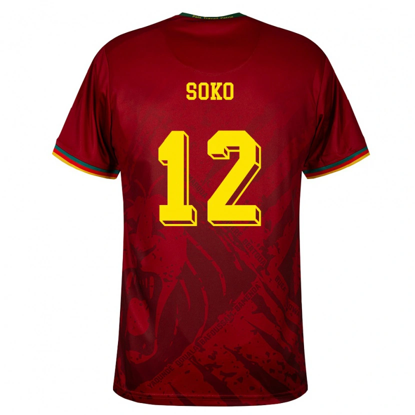 Danxen Dětské Kamerun Patrick Soko #12 Tmavě Červená Zelená Žlutá Daleko Hráčské Dresy 26-28 Dres