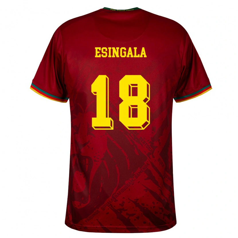 Danxen Dětské Kamerun Georges Esingala #18 Tmavě Červená Zelená Žlutá Daleko Hráčské Dresy 26-28 Dres