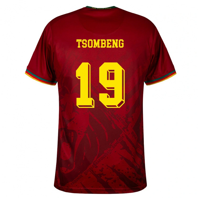 Danxen Dětské Kamerun Oumar Tsombeng #19 Tmavě Červená Zelená Žlutá Daleko Hráčské Dresy 26-28 Dres