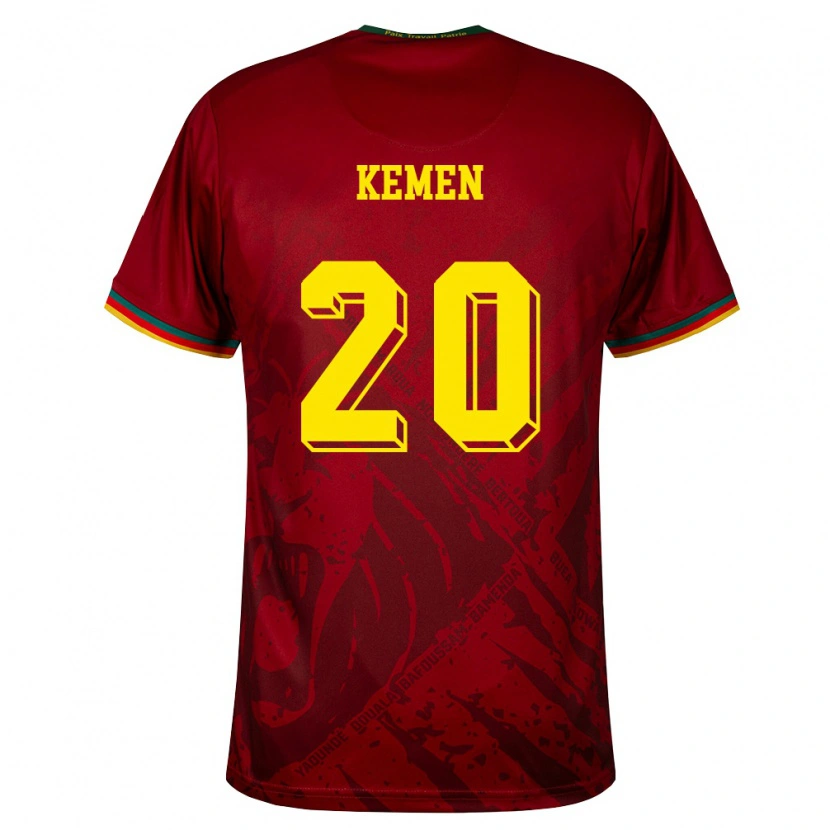 Danxen Dětské Kamerun Olivier Kemen #20 Tmavě Červená Zelená Žlutá Daleko Hráčské Dresy 26-28 Dres