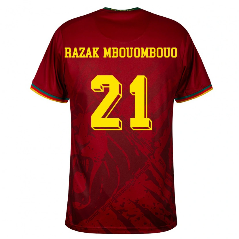 Danxen Dětské Kamerun Abdoul Razak Mbouombouo #21 Tmavě Červená Zelená Žlutá Daleko Hráčské Dresy 26-28 Dres