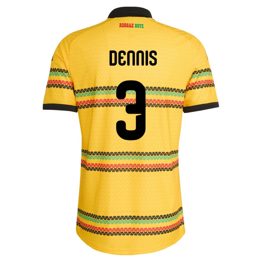 Danxen Pánské Jamajka Earl Dennis #3 Žlutá Černá Zelená Domů Hráčské Dresy 26-28 Dres