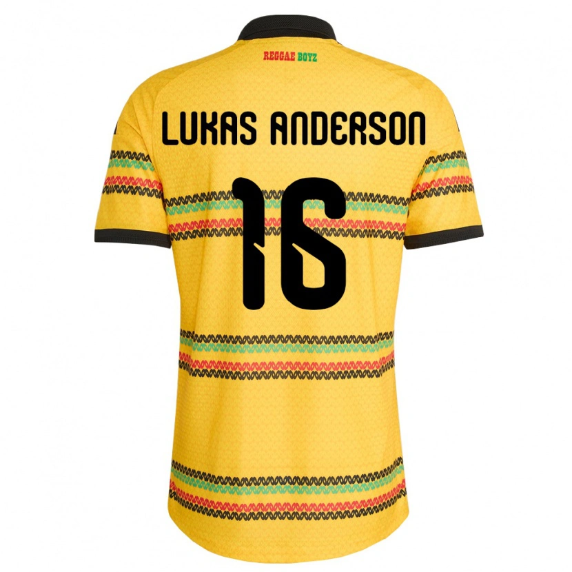 Danxen Pánské Jamajka Lukas Anderson #16 Žlutá Černá Zelená Domů Hráčské Dresy 26-28 Dres