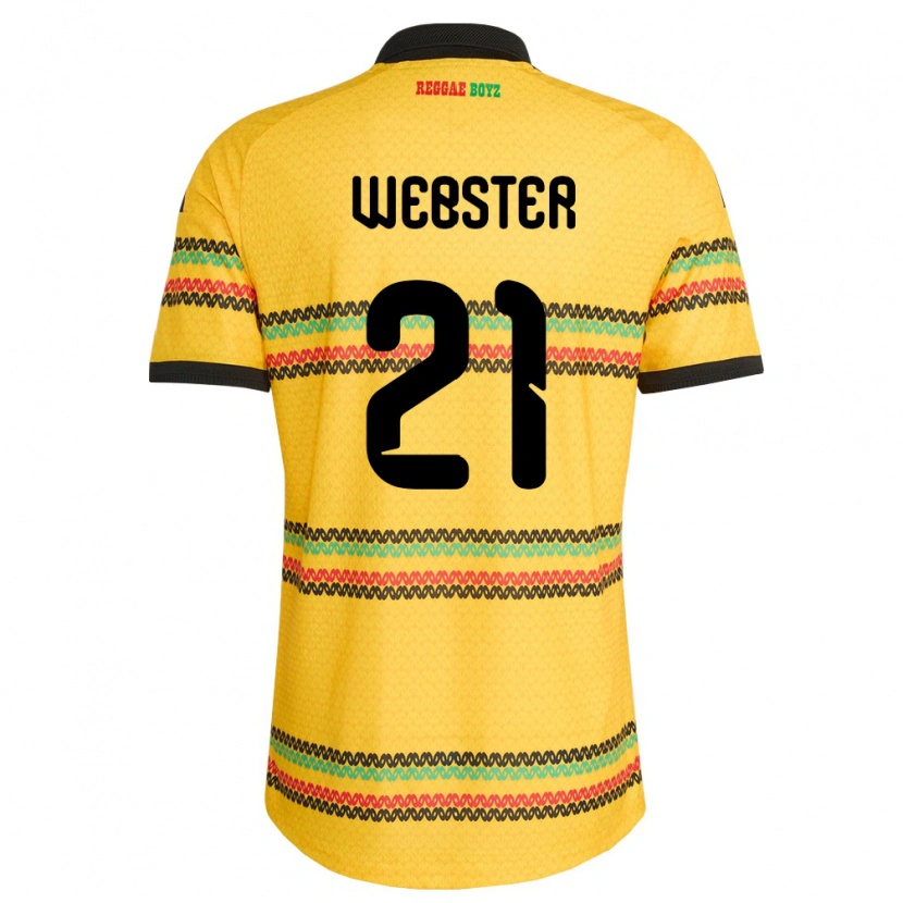 Danxen Pánské Jamajka Ronaldo Webster #21 Žlutá Černá Zelená Domů Hráčské Dresy 26-28 Dres