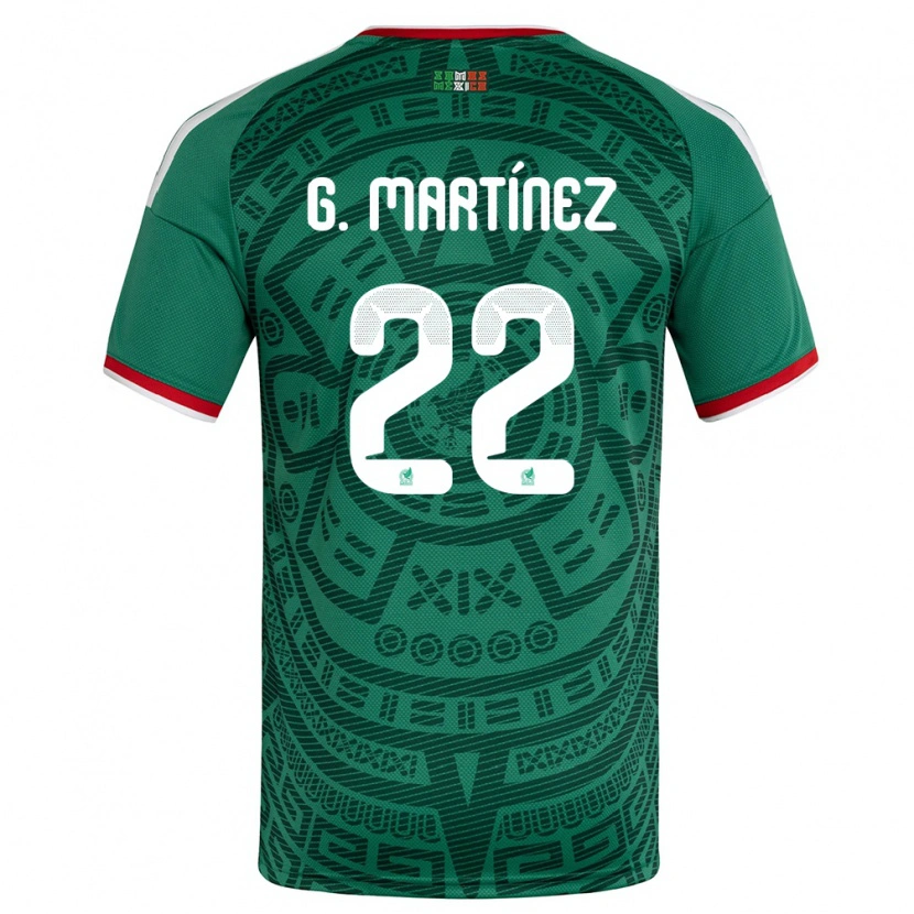 Danxen Pánské Mexiko Guillermo Martínez #22 Zelená Bílá Červená Domů Hráčské Dresy 26-28 Dres