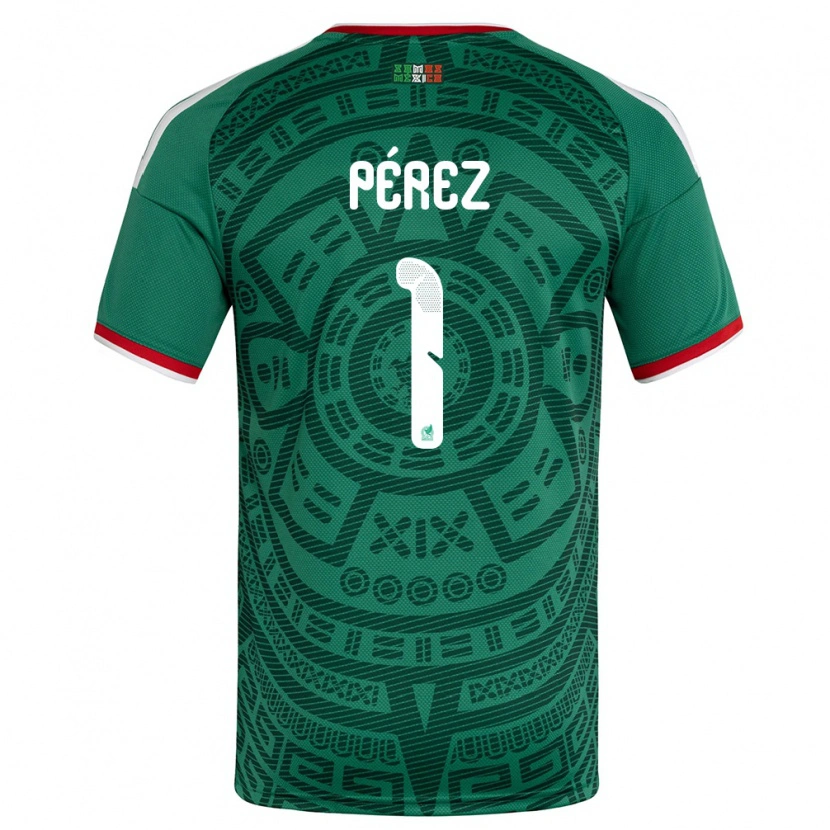 Danxen Pánské Mexiko Emiliano Perez #1 Zelená Bílá Červená Domů Hráčské Dresy 26-28 Dres
