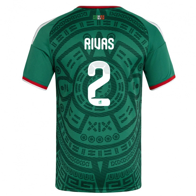 Danxen Pánské Mexiko Jesus Rivas #2 Zelená Bílá Červená Domů Hráčské Dresy 26-28 Dres