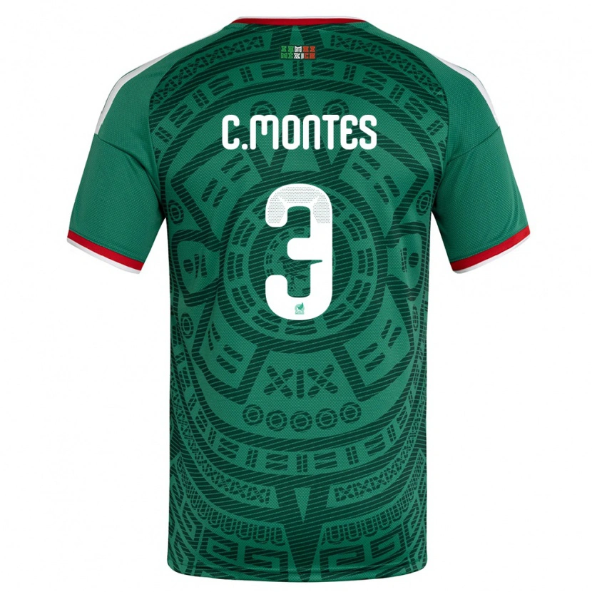 Danxen Pánské Mexiko César Montes #3 Zelená Bílá Červená Domů Hráčské Dresy 26-28 Dres