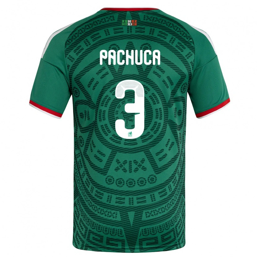 Danxen Pánské Mexiko José Pachuca #3 Zelená Bílá Červená Domů Hráčské Dresy 26-28 Dres