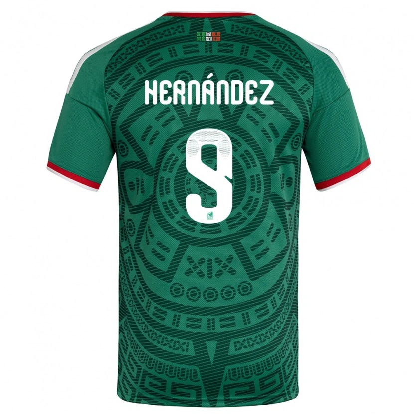 Danxen Pánské Mexiko Jesus Hernandez #9 Zelená Bílá Červená Domů Hráčské Dresy 26-28 Dres