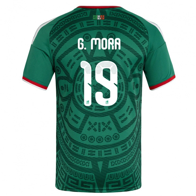 Danxen Pánské Mexiko Gilberto Mora #19 Zelená Bílá Červená Domů Hráčské Dresy 26-28 Dres
