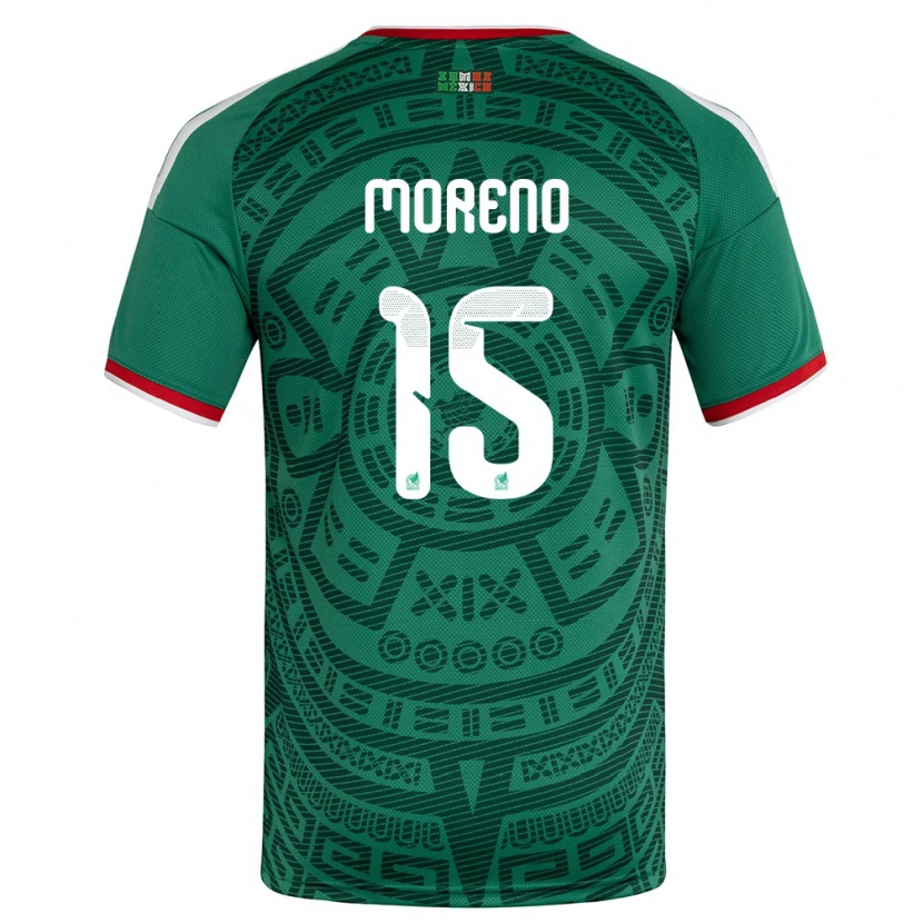 Danxen Pánské Mexiko Hector Moreno #15 Zelená Bílá Červená Domů Hráčské Dresy 26-28 Dres