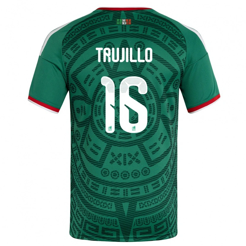 Danxen Pánské Mexiko Luis Trujillo #16 Zelená Bílá Červená Domů Hráčské Dresy 26-28 Dres