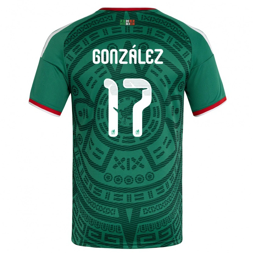 Danxen Pánské Mexiko Alison Gonzalez #17 Zelená Bílá Červená Domů Hráčské Dresy 26-28 Dres