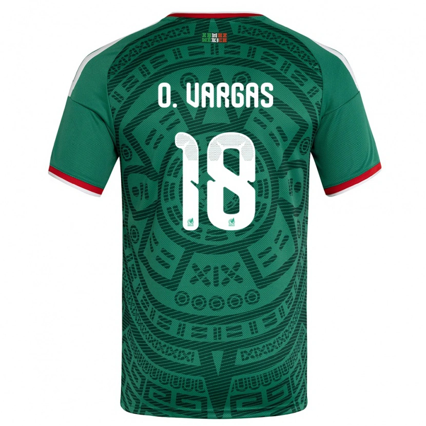 Danxen Pánské Mexiko Obed Vargas #18 Zelená Bílá Červená Domů Hráčské Dresy 26-28 Dres