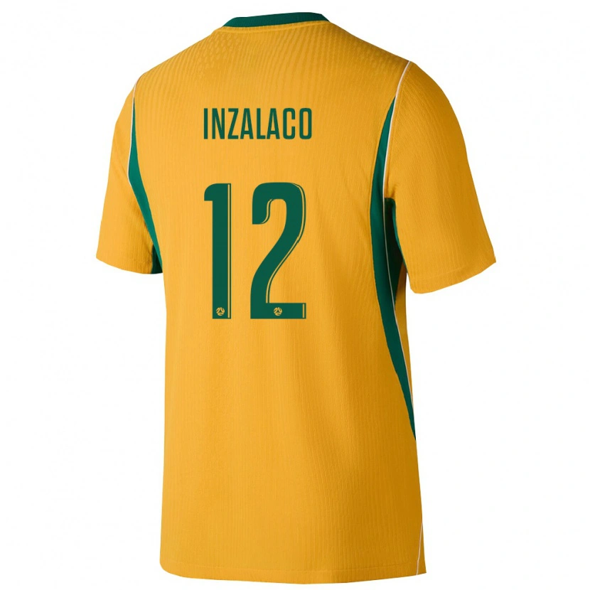 Danxen Pánské Austrálie Sonny Inzalaco #12 Žlutá Zelená Domů Hráčské Dresy 26-28 Dres