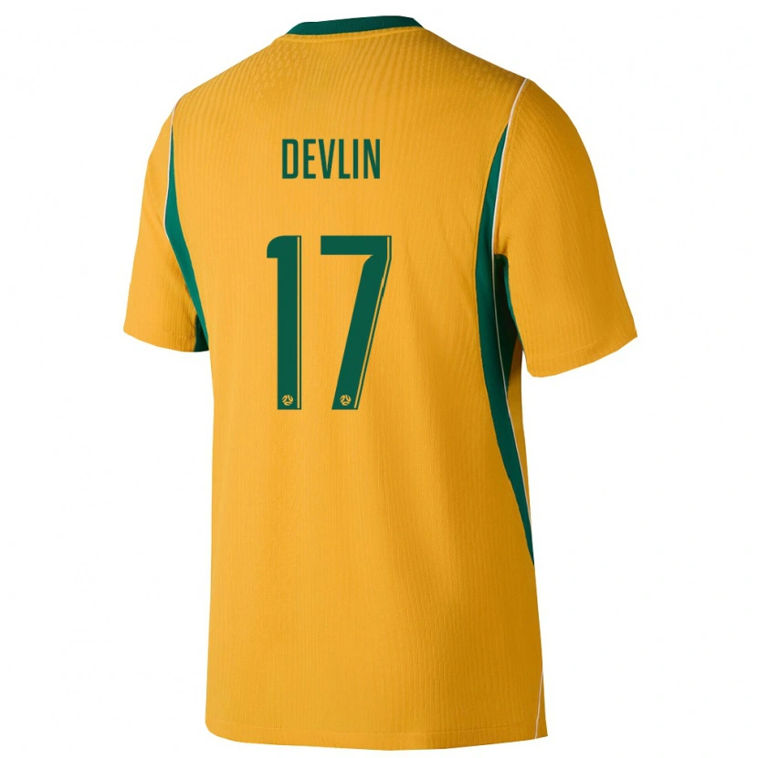 Danxen Pánské Austrálie Cammy Devlin #17 Žlutá Zelená Domů Hráčské Dresy 26-28 Dres
