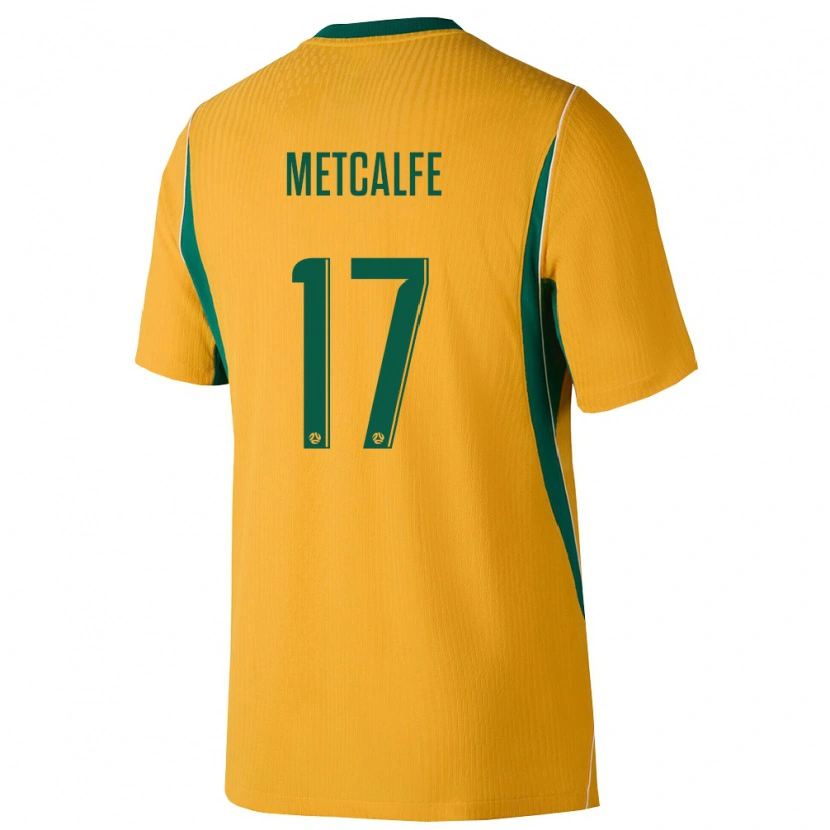 Danxen Pánské Austrálie Conor Metcalfe #17 Žlutá Zelená Domů Hráčské Dresy 26-28 Dres