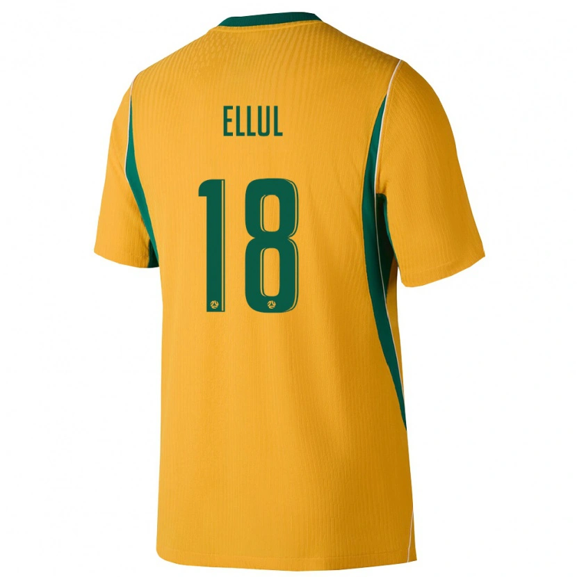 Danxen Pánské Austrálie Noah Ellul #18 Žlutá Zelená Domů Hráčské Dresy 26-28 Dres