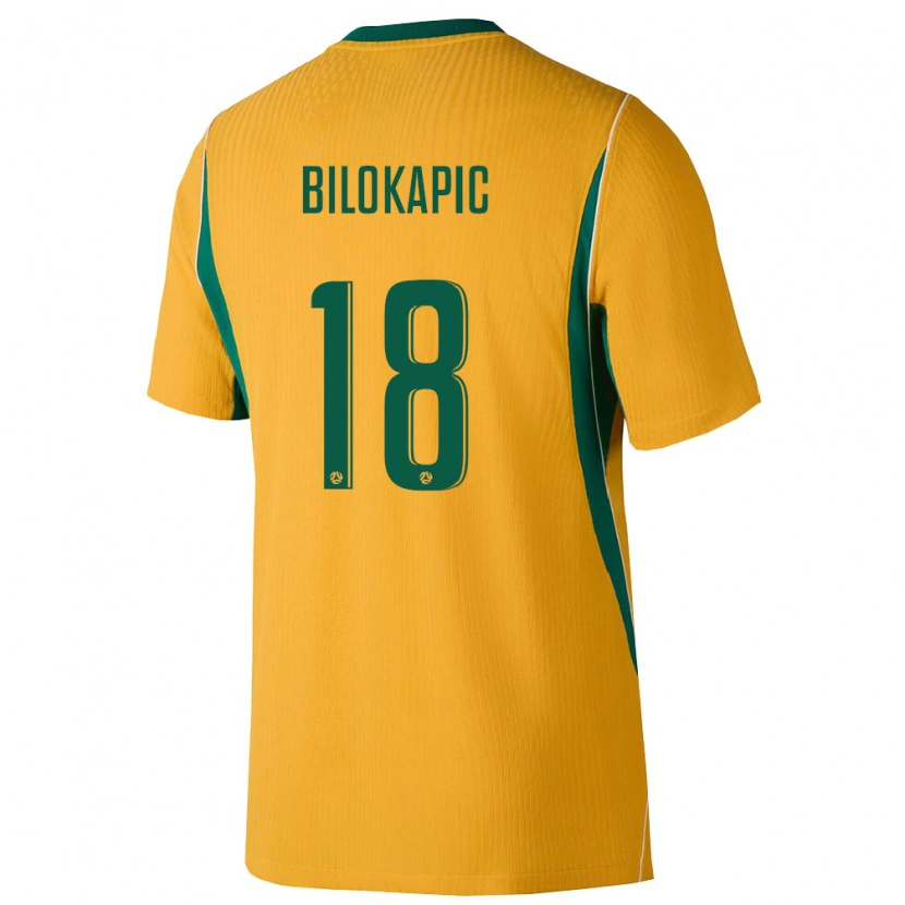 Danxen Pánské Austrálie Nicholas Bilokapic #18 Žlutá Zelená Domů Hráčské Dresy 26-28 Dres