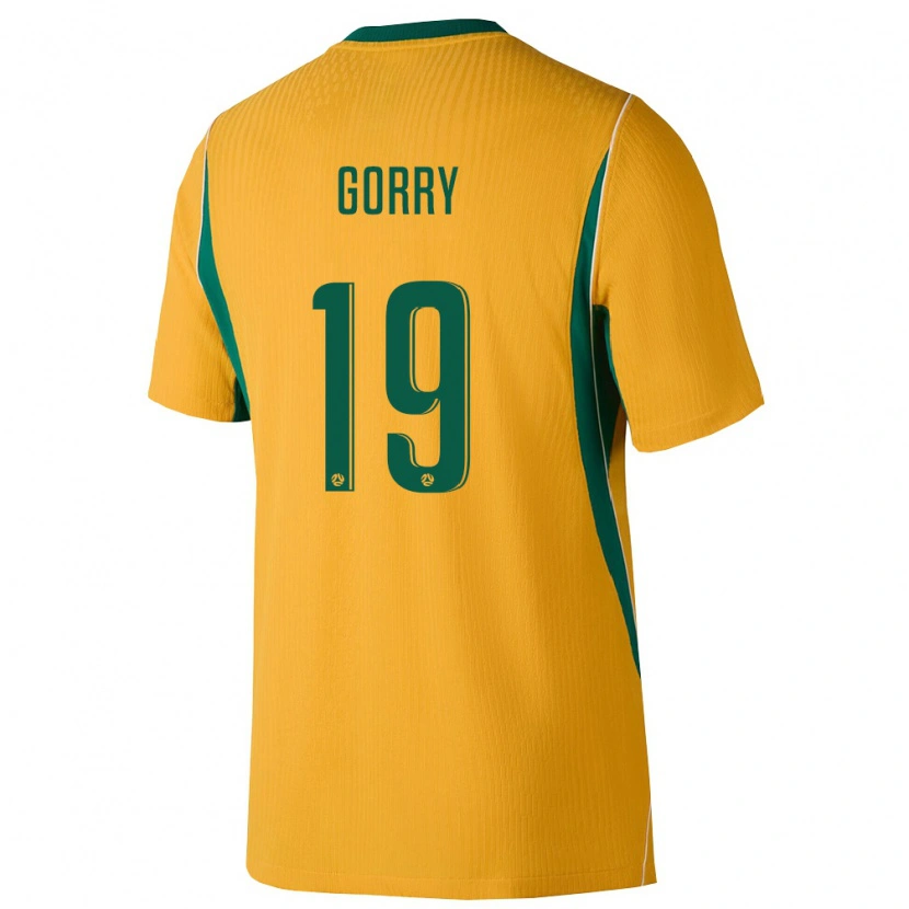 Danxen Pánské Austrálie Katrina Gorry #19 Žlutá Zelená Domů Hráčské Dresy 26-28 Dres